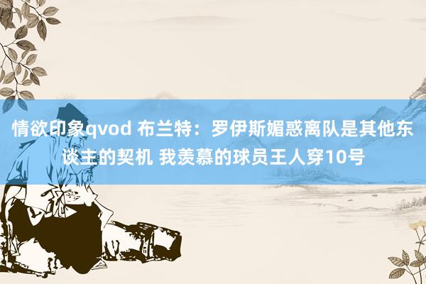 情欲印象qvod 布兰特：罗伊斯媚惑离队是其他东谈主的契机 我羡慕的球员王人穿10号